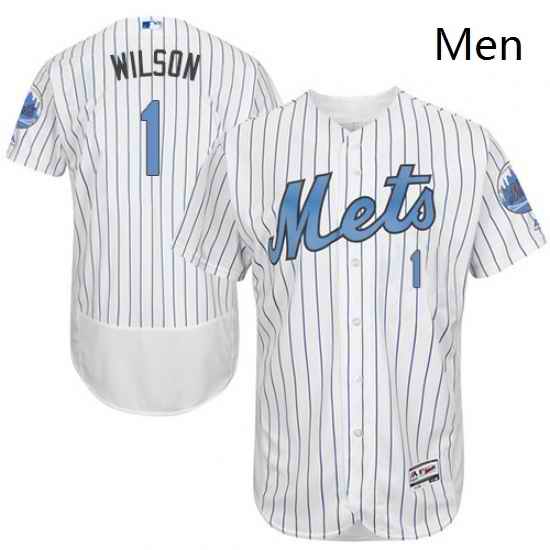 Mens Majestic New York Mets 1 Mookie Wilson Authentic White 2016 Fathers Day Fashion Flex Base MLB Jersey